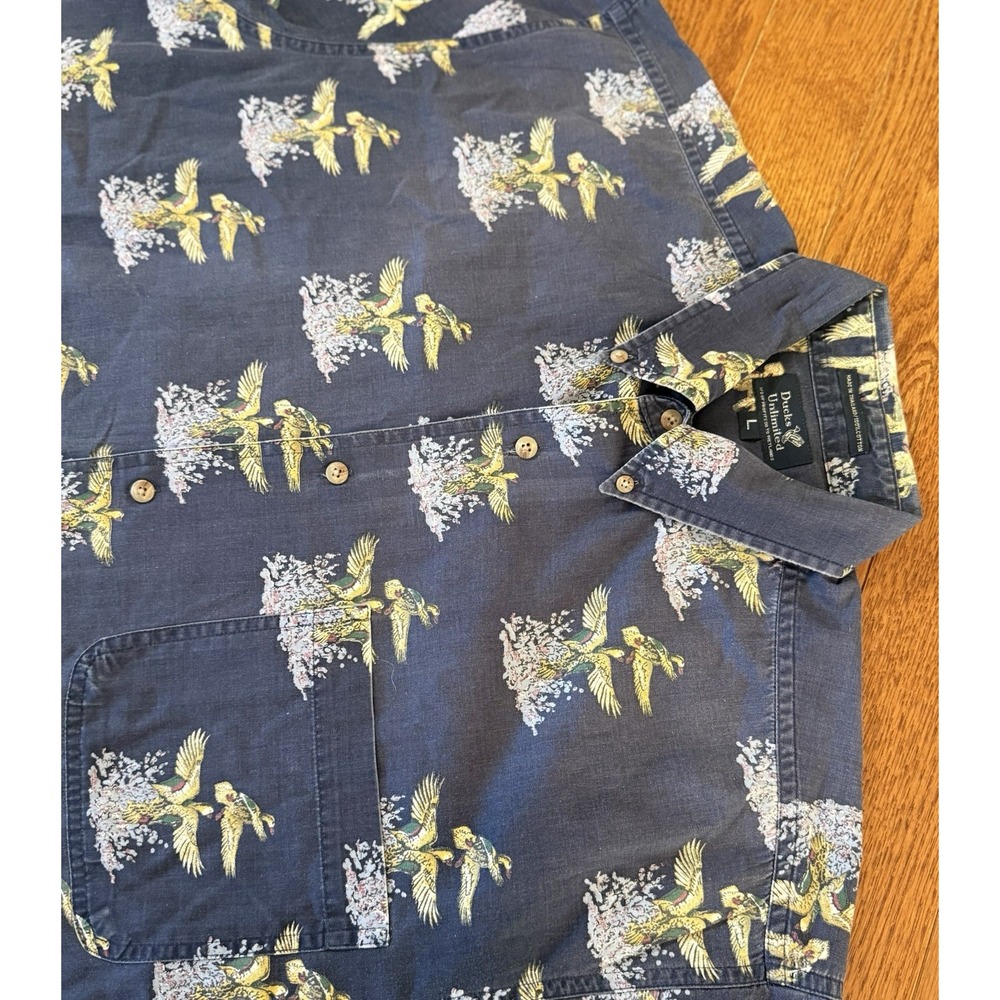 Vtg Ducks Unlimited Mens Oversized Large Hunting Shirt AOP Birds Button Down